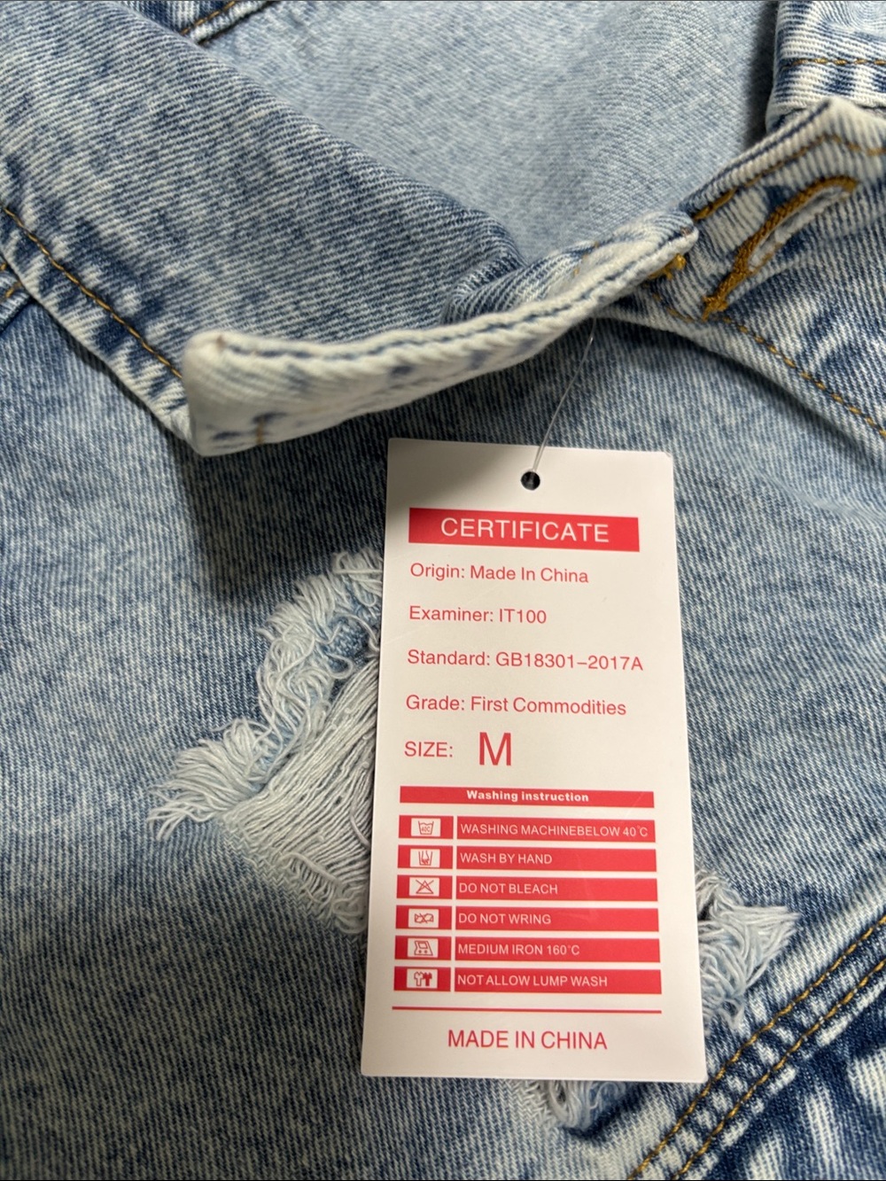 Light Wash Distressed Oversized Denim Jean Jacket - Unbranded - Picture 8 of 8